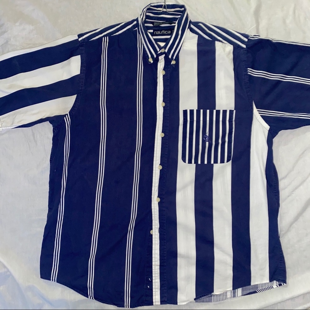 Vintage Nautica Color Blocked Button Up